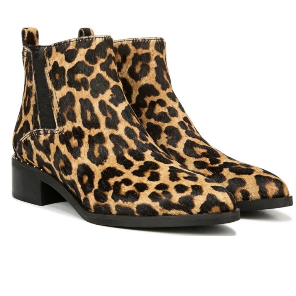 Franco Sarto Leopard Print Ankle Boots Size 7.5